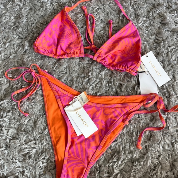 L*Space Printed Aspen Bikini Top & Bottoms - Path to Paradise Tropical Pink - Picture 3 of 5